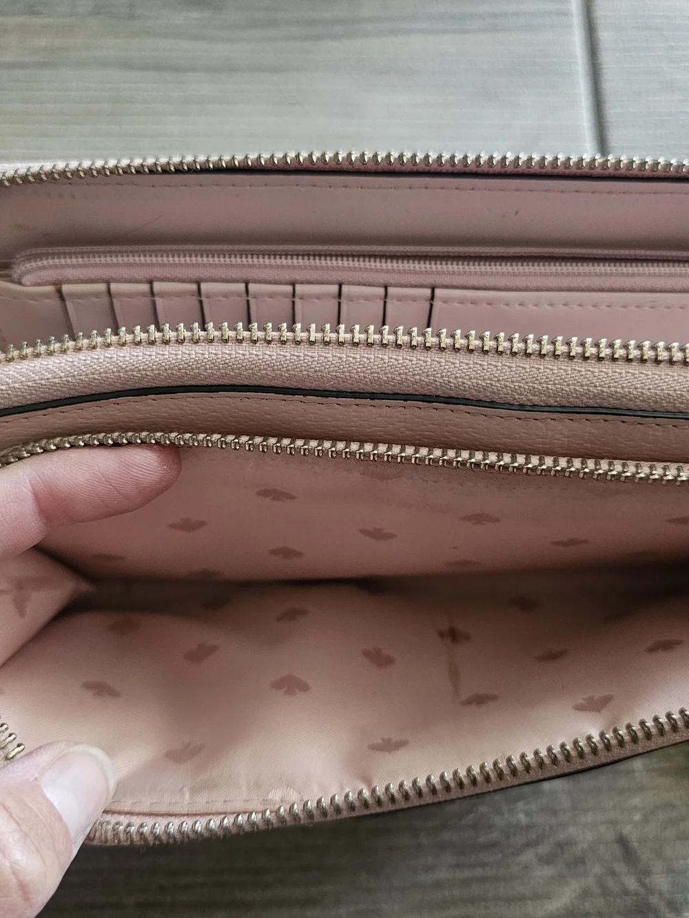 kate spade Two-Tone Blush Pink and Black Zip-Around Wrist Wallet